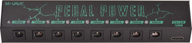 M-VAVE PEDAL POWER Gitarren-Effektor-Netzteil mit 8 isolierten DC-Ausgängen und USB-C, Schwarz - Bild 1