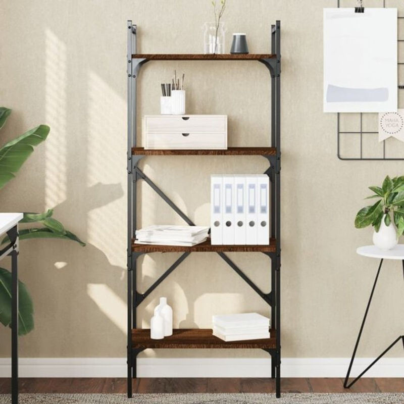 Vidaxl Bücherregal im Industrial Design aus Holzwerkstoff und Stahl, Braun, B: 56 cm, T: 31,5 cm, H: 138,5 cm - Bild 1