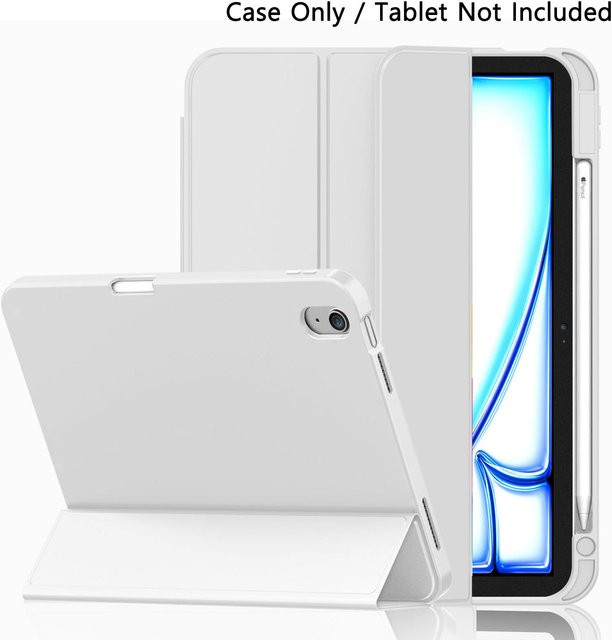 Magnetische Klapp-Smart-Hülle mit Stifteetui für iPad Air 11 M3, iPad Air M2, iPad Air 5. Generation und 4. Generation in Weiß - Bild 1