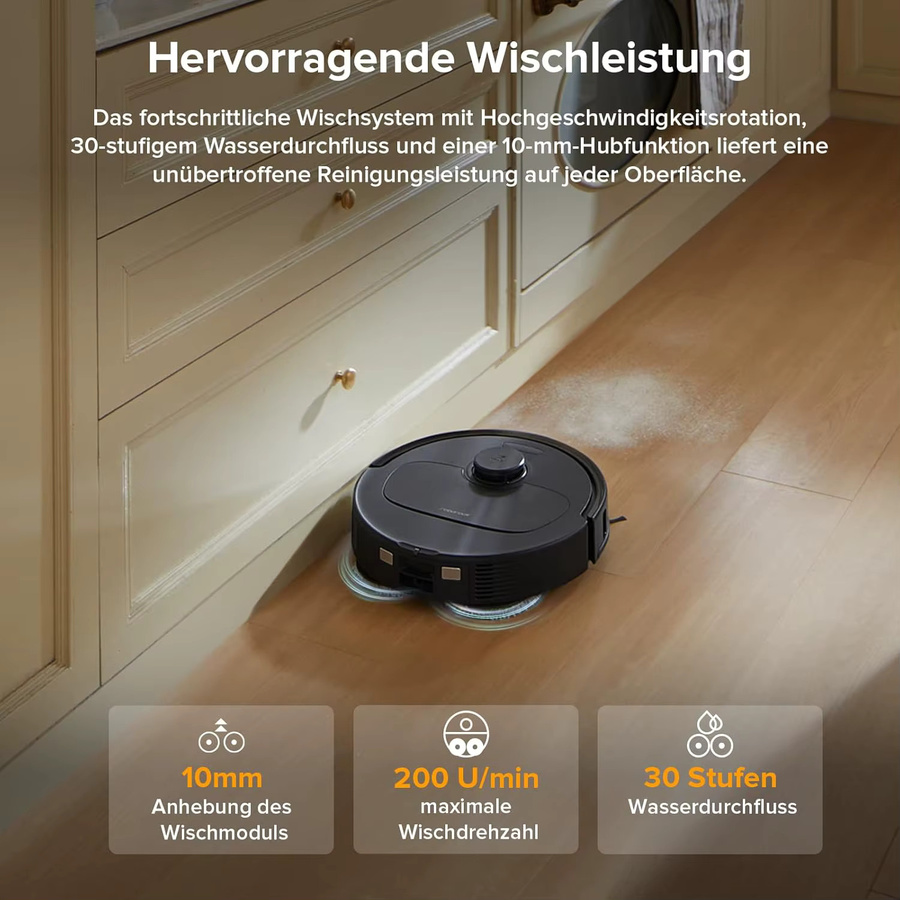 Roborock QV 35A Saug- und Wischroboter in Schwarz mit 8000 Pa Saugleistung, All-in-One-Dock, Anti-Tangle-Bürste und automatischer Wischfunktion - Bild 5