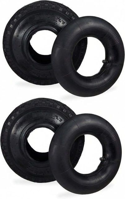 Relaxdays Sackkarrenreifen Set mit Schlauch, Farbe: Schwarz, Durchmesser: 26 cm - Bild 1