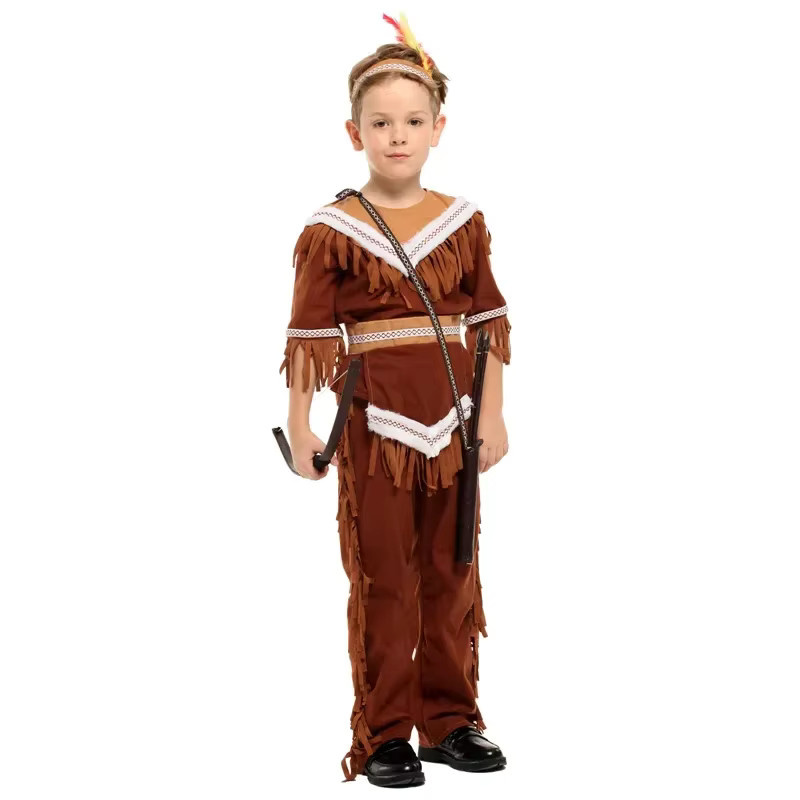 HHYRCOS Bogenschütze Cosplay Kostüm, Indian Hunter, Fantasy, Braun - Bild 2