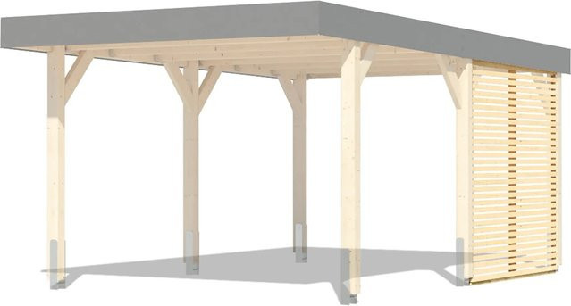 Karibu Carport-Seitenwand aus Leimholz in Braun, B: 225 cm, H: 218 cm, T: 1 cm - Bild 1