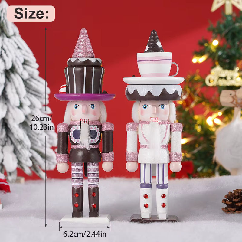 Klassischer Nussknacker Soldat aus Holz als Weihnachtsdekoration und Desktop-Ornament in Weiß und Mehrfarbig - Bild 5
