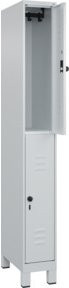 C+P Doppelstock-Spind Classic PLUS mit 1 Abteil und Füßen in Grau, H: 195 cm, B: 25 cm, T: 50 cm - Bild 1