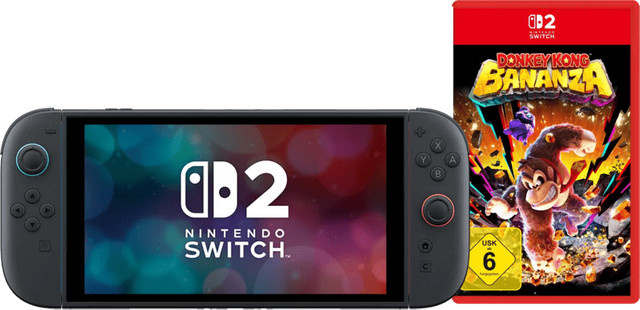 Nintendo Switch 2 Handheld Konsole Schwarz inklusive Donkey Kong Bananza Platformer - Bild 1
