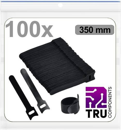 TRU COMPONENTS Klettkabelbinder Schwarz 100 Stück L 35 cm x B 1,4 cm - Bild 1