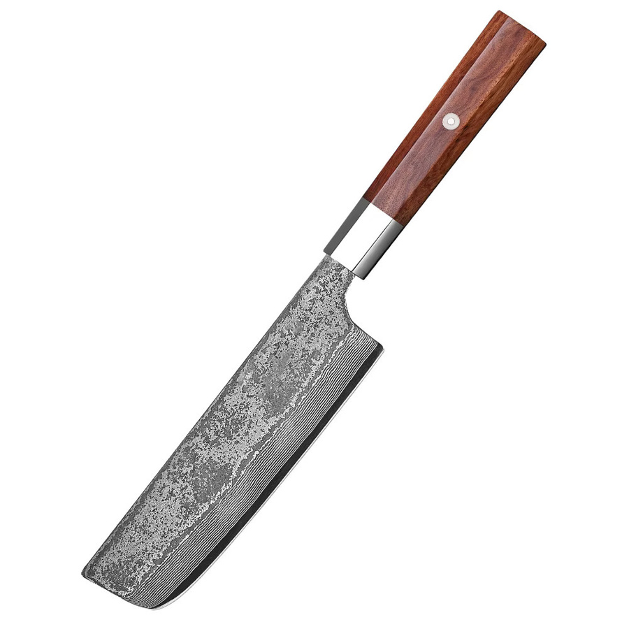 MOSTODOZO Nakiri Kochmesser aus japanischem Damaststahl mit Holzgriff, 16,5 cm - Bild 7