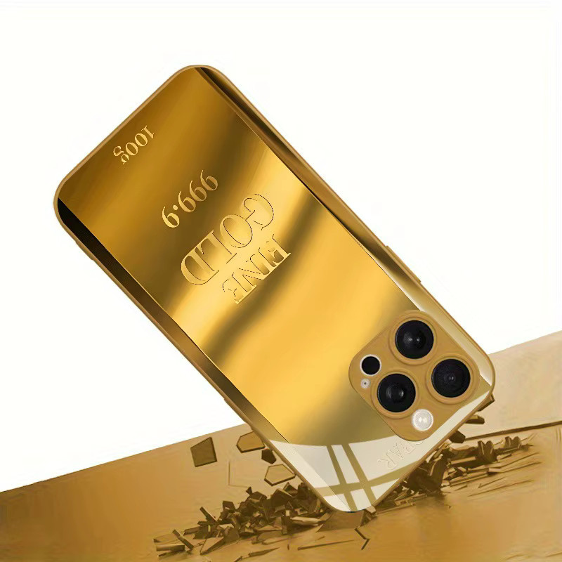 Glas-Handyhülle mit Goldbarren-Muster in Gold für iPhone 11 bis iPhone 17 Pro Max und weitere Modelle - Bild 2