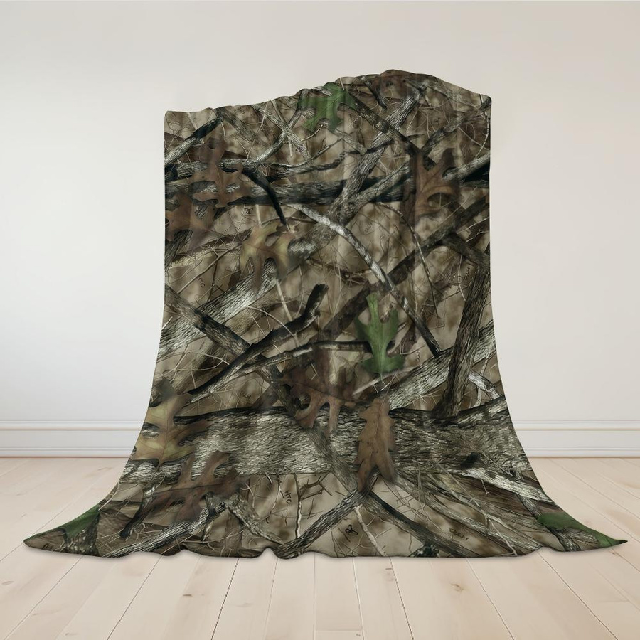 Zweigblätter Camouflage Flanelldecke aus Polyester, Multicolour, B x H: 70 x 100 cm - Bild 4