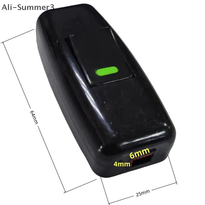 Klassischer Inline On/Off Schalter in Schwarz für Tischlampen und elektrische Zubehör mit Kabel - Bild 3