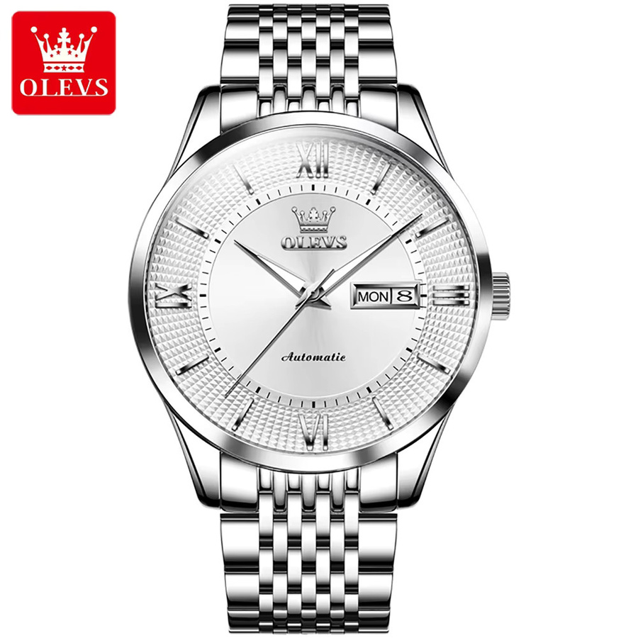 OLEVS Armbanduhr, Automatik, Edelstahl, Bicolor, Gold Weiß, Herren - Bild 7