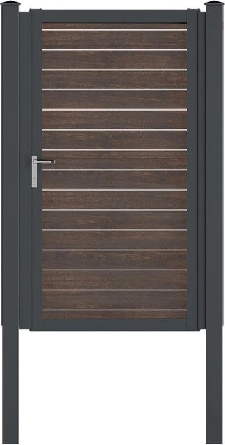 Vidual Gartentor Swing-pure Einzeltor aus Aluminium in Dark Oak, B: 100 cm, H: 175 cm - Bild 1
