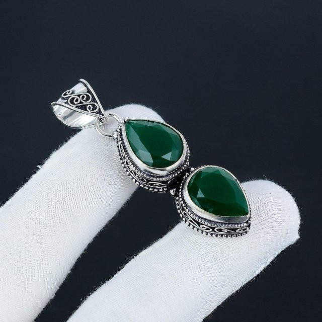 JewelryMart Anhänger, 925 Silber, Smaragd, Damen - Bild 1