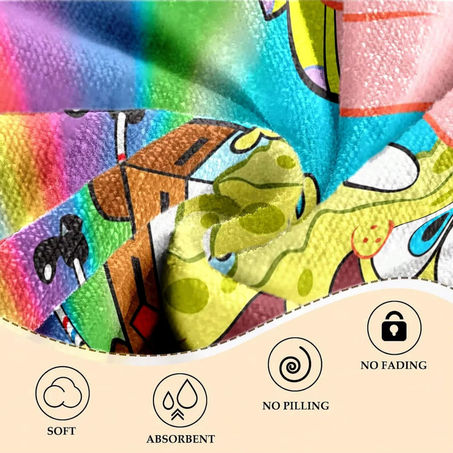 Potdemiel SpongeBob Strandtuch in Multicolour, hochsaugfähiges Badetuch für Strand und Badezimmer - Bild 3