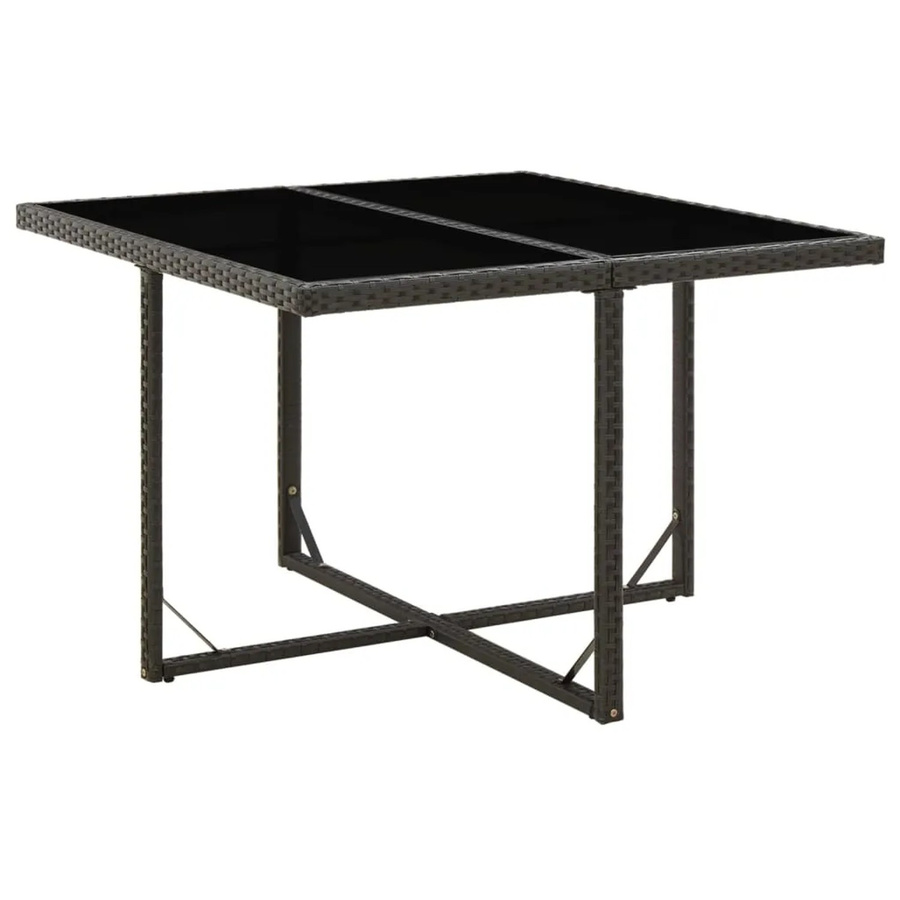 vidaXL Gartentisch aus Poly-Rattan und Glas in Schwarz, B/T/H: 109 x 107 x 74 cm - Bild 2
