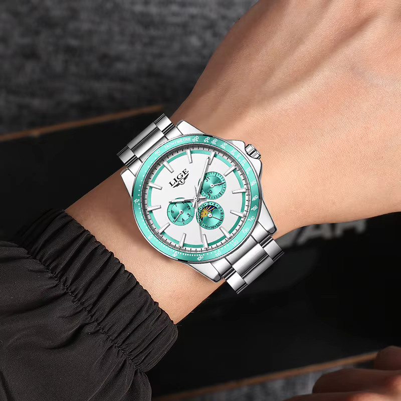 LIGE Armbanduhr Quarz, Edelstahl, Silber, Herren - Bild 6