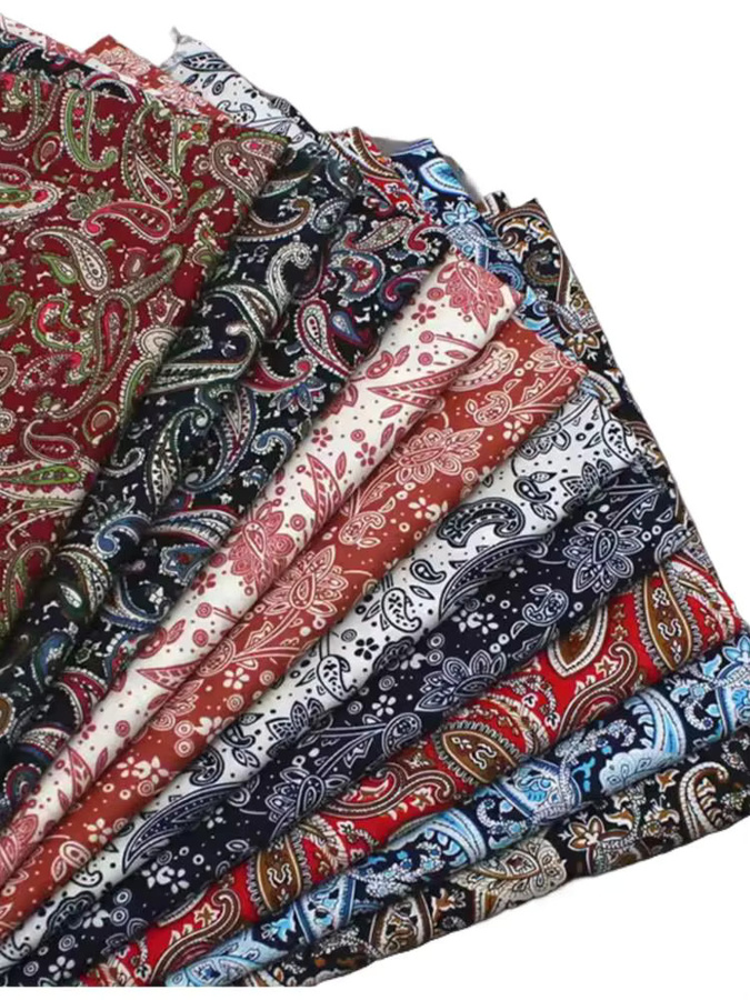 Baumwollstoff mit Paisley-Cashew-Muster für Patchwork und Quilten, Mehrfarbig - Bild 2