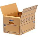 SmoothMove FastFold Standard Umzugsbox aus C-Welle-Wellpappe mit Tragegriffen, braun, 10 Stück, H: 27,0 cm, B: 32,0 cm, T: 47,0 cm - Bild 1