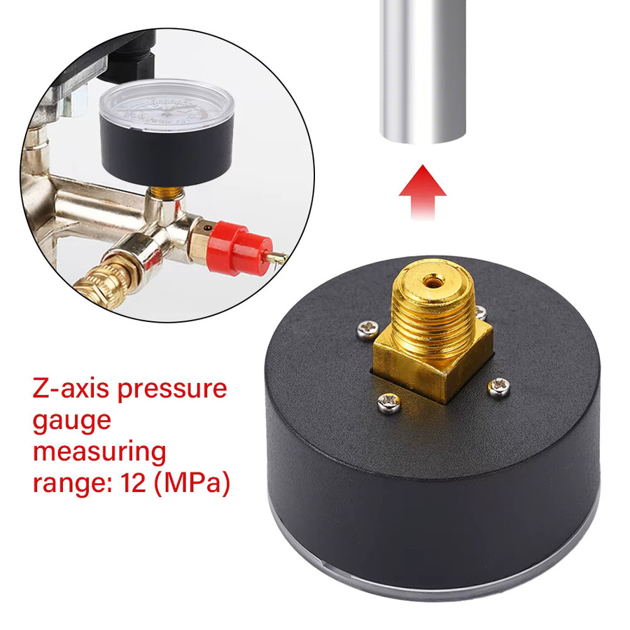 KingHui Manometer mit Doppelskala 0-180 PSI und 0-12 Bar, Gewinde 1/4 BSP, Schwarz - Bild 2