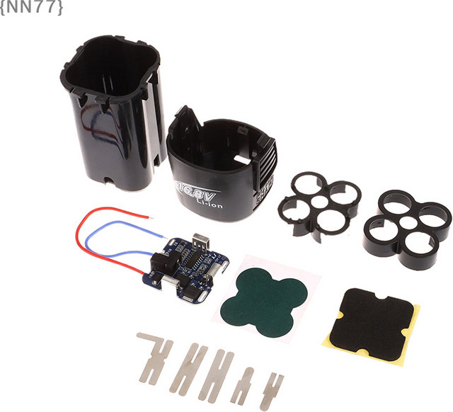 4S BMS 16,8 V Lithium-Batterie-Aufbewahrungsbox für 18650 Zellen in Schwarz inklusive PCBA und Halterung (ohne Batterien) - Bild 1
