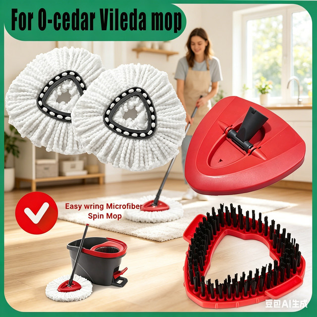 Vileda Spin Mop Ersatzkopf Mikrofaser-Nachfüllpads in Weiß für O-Cedar EasyWring 1-Tank-System, waschbar und wiederverwendbar - Bild 1