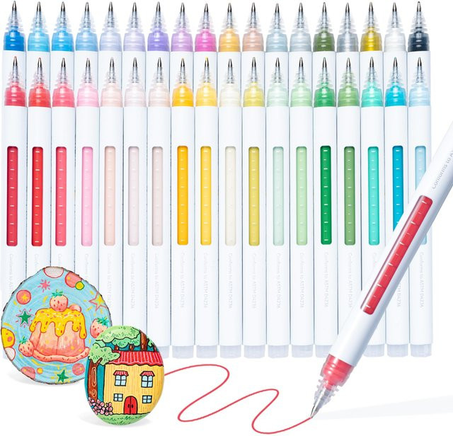 Ohuhu Wai Momi Serie Acryl Lackmarker Set mit 36 Farben, wasserbasierte Feinmarker mit 0,7 mm Spitze für Kunststoff, Holz und Stein - Bild 1