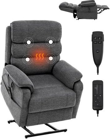VEVOR Elektrischer Massagesessel mit Liftfunktion und Wärme, Relaxsessel für Senioren in Grau mit 2 Motoren und stufenloser Positionseinstellung - Bild 1