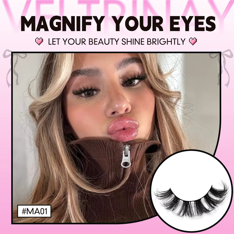 Veltrinay Künstliche Wimpern, D-Lock, Natürlich, Unisex - Bild 5