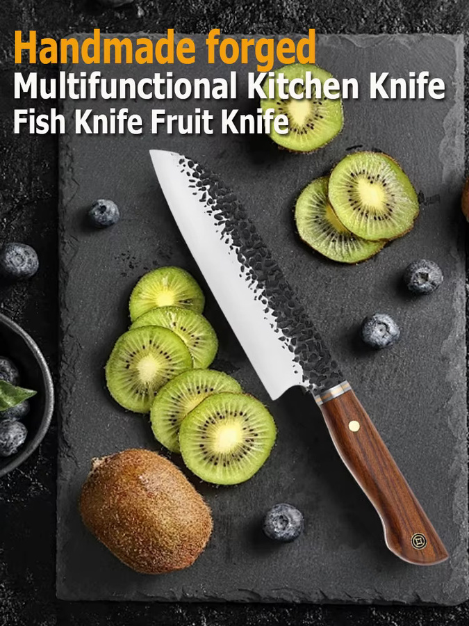 WXCOO Santoku Küchenmesser aus handgeschmiedetem Edelstahl mit Holzgriff - Bild 6