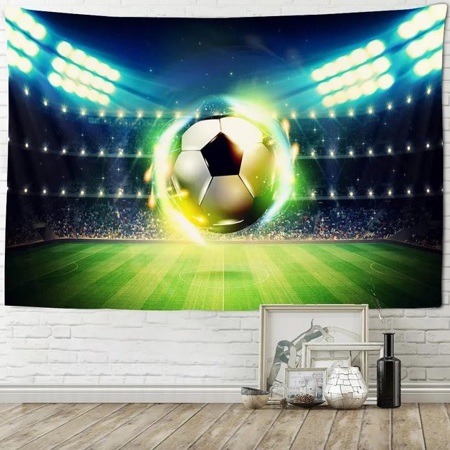 MuseGrove Fußball Stadion Wandbehang mit Fußballmuster, Mehrfarbig, Breite: 150 cm, Höhe: 180 cm - Bild 1