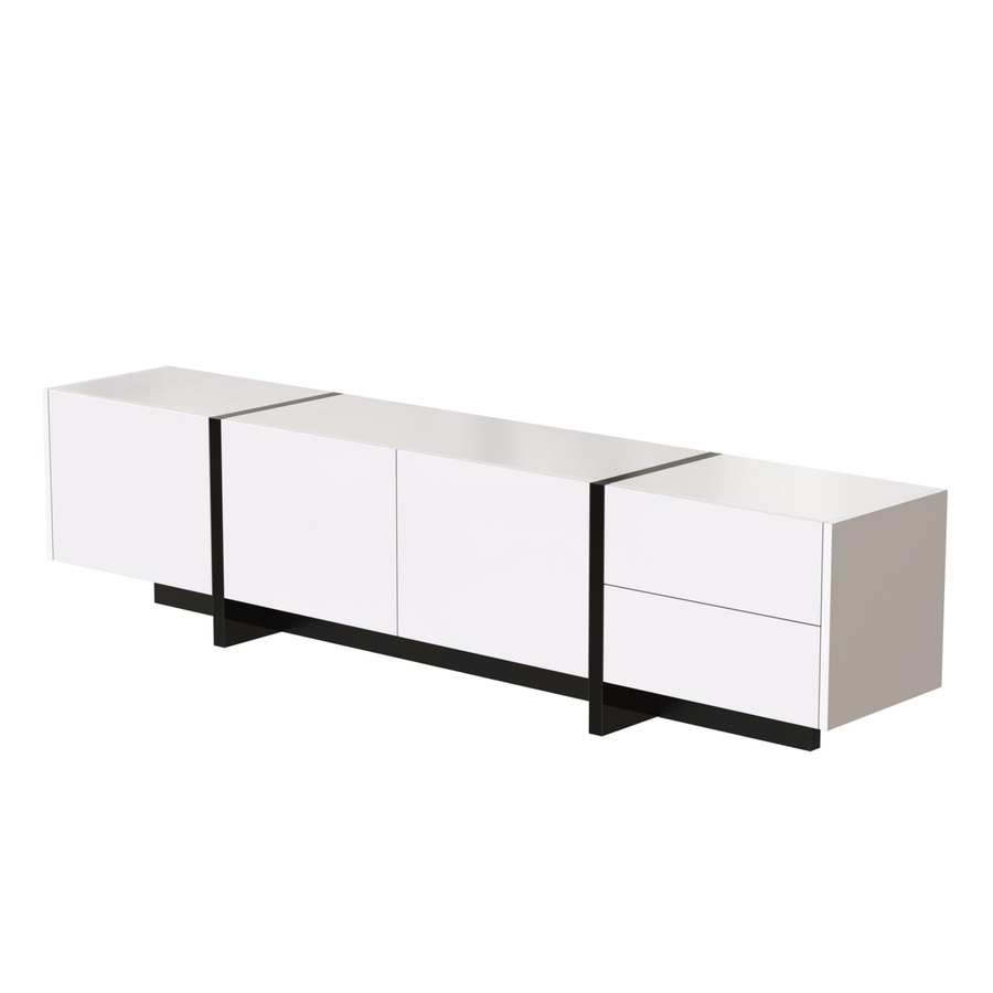 Modernes Flieks TV Lowboard in Weiß oder Schwarz mit Stauraum, B/T/H: 190 x 45 x 35 cm - Bild 2