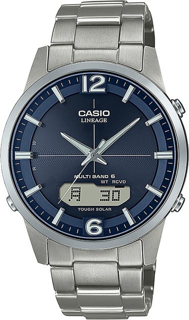 Casio Herrenuhr, Solar, Titan, Analog-Digital, 40 mm, Blau, 5 ATM - Bild 1