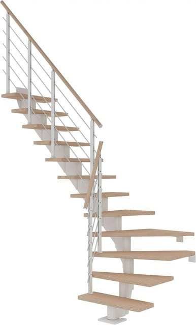 Dolle Mittelholmtreppe Hamburg 1/4 gewendelt in Eiche Weiß, Breite: 75 cm, Höhe: bis 322 cm - Bild 1
