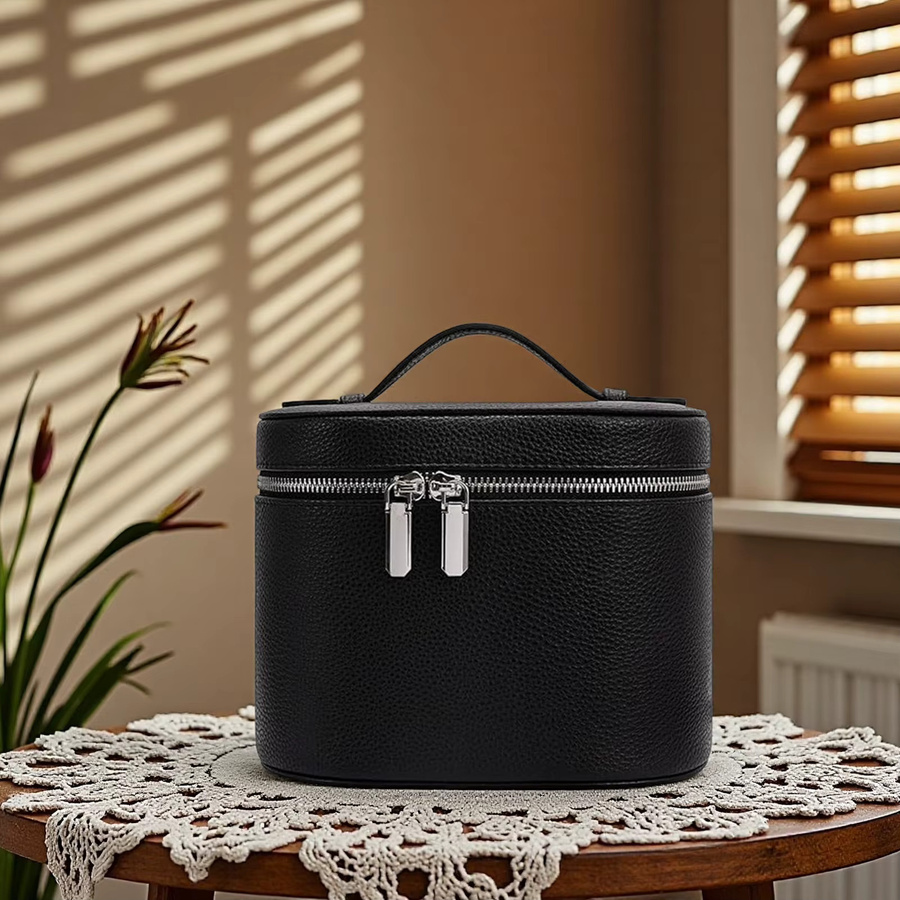 CEXIKA Kosmetiktasche für Damen, PU-Leder, mit Reißverschluss und Griff - Bild 1