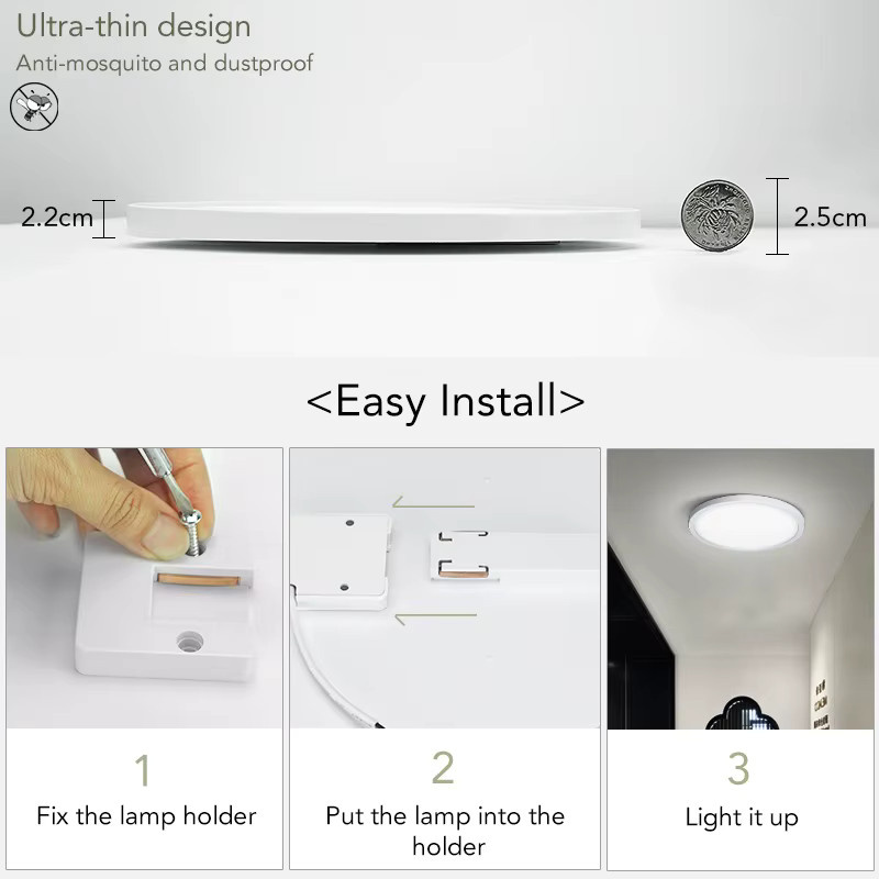 MARPOU Ultradünne Deckenleuchte in Weiß, Modernes Rundes Design für Wohnzimmer, Schlafzimmer und Küche - Bild 3