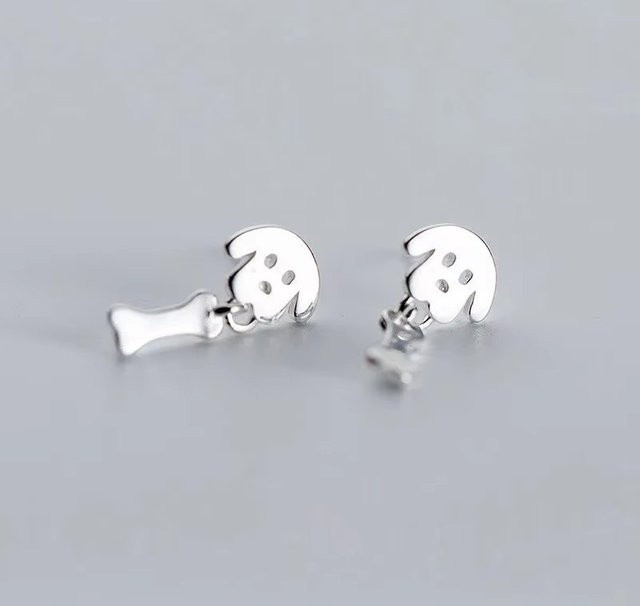 GaGa-Duck Ohrstecker 925 Silber, Hund und Knochen, Damen - Bild 1