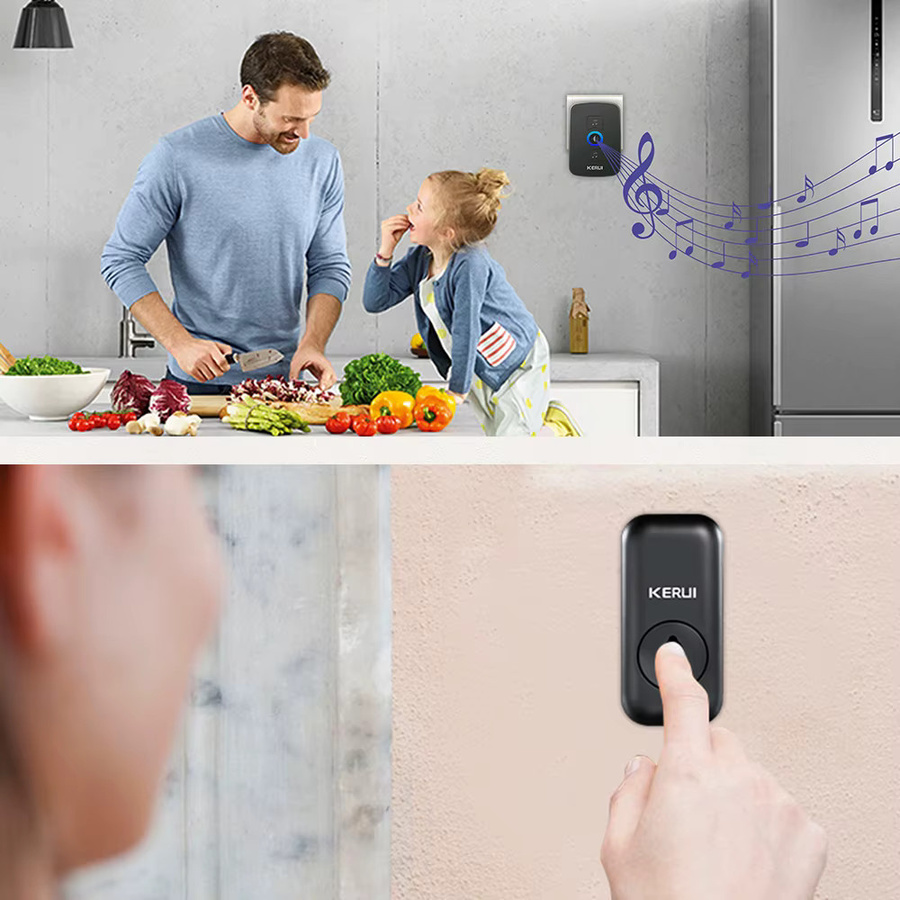 Kerui Drahtlose Türklingel in Schwarz: Wasserdichte Smart Home Türklingel für den Außenbereich mit LED-Blitz, einstellbarer Lautstärke und verschiedenen Melodien - Bild 4