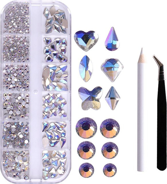 TOMTOP JMS Maniküre-Werkzeug-Set, 12-Gitter-Flachdiamanten, Punktbohrer, Bleistift, Unisex - Bild 1