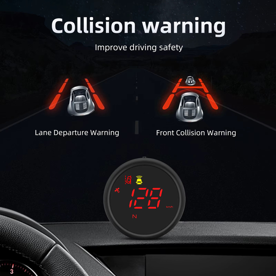 RYSJM Universal ADAS GPS Tachoanzeige mit Smart HUD Display, Digitales Auto-Display für Übergeschwindigkeit und Müdigkeitswarnung, Schwarz - Bild 5