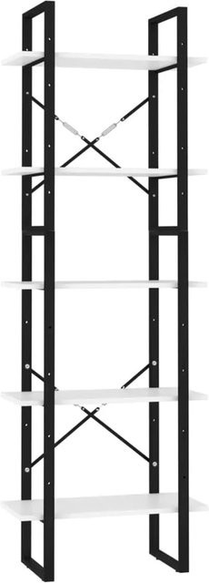 vidaXL Bücherregal im Industrial-Design aus MDF und Metall, Weiß, B/T/H: 60 x 30 x 175 cm - Bild 1