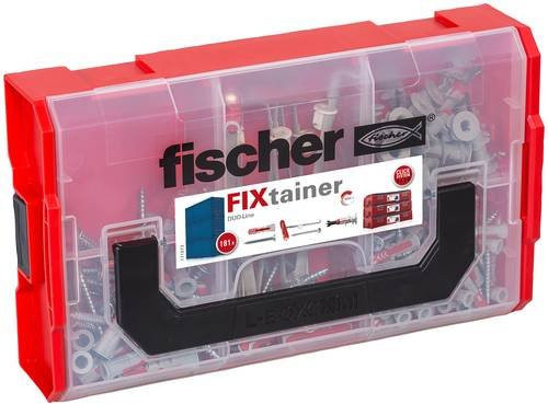 Fischer FIXtainer DUOLINE Dübelsortiment mit Schrauben, 181 Stück, Grau/Rot/Transparent - Bild 1