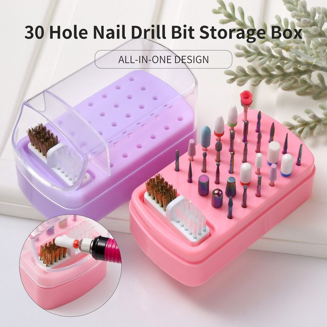 LUSLUKING Nagelbohrer-Organizer-Box, 30 Fächer, Acryl, Lila - Bild 1