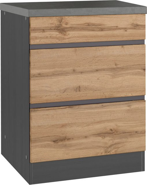 Held Möbel Küchen-Umbauschrank Turin für Kochfeld in Wotaneiche und Graphit, Breite: 60 cm, Höhe: 86 cm, Tiefe: 60 cm - Bild 1