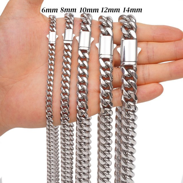 Halskette Edelstahl, Silber, Cuban Miami Gliederkette, Unisex - Bild 1
