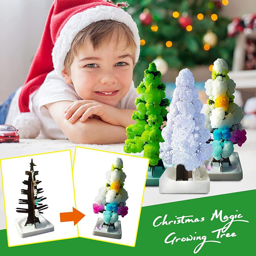 DIY Weihnachts-Papierbaum mit Schneeflocken-Effekt als magische wachsende Kristall-Dekoration in Multicolor - Bild 3