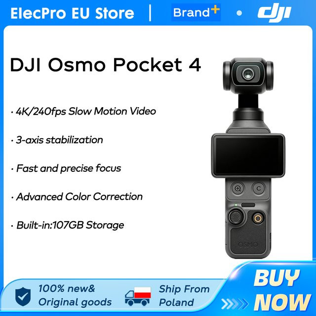 DJI Osmo Pocket 4 Action-Kamera mit 1 Zoll CMOS-Sensor in Schwarz - Bild 1