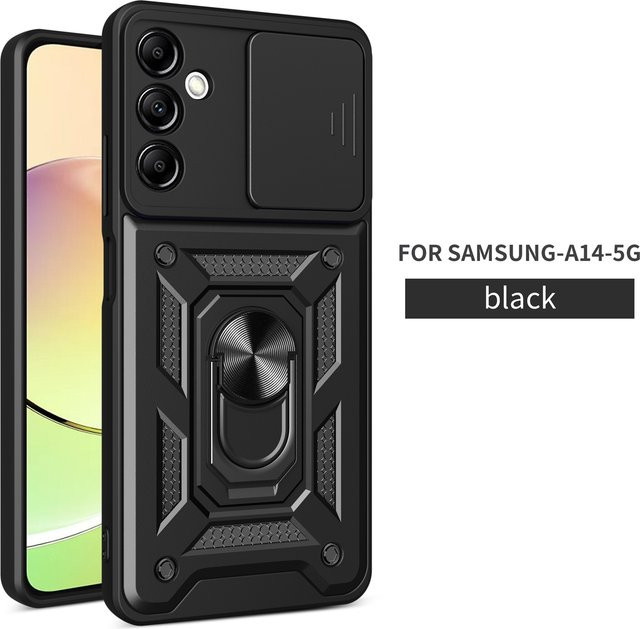 Armor Protective Cove Galaxy A14 5G Slide Camera Lens Case für Samsung Galaxy A14 5G mit Military Grade Bumper in Schwarz oder Grün - Bild 1