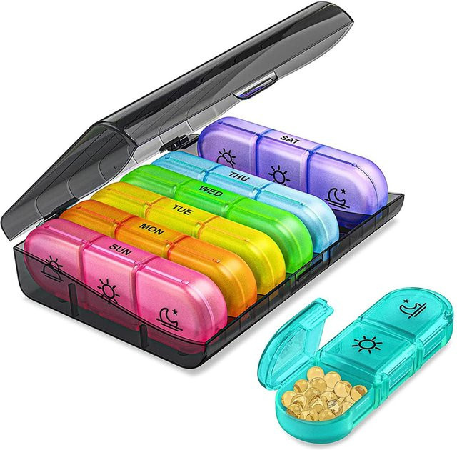 TOMTOP JMS Wöchentlicher Medikamenten-Organizer für 7 Tage mit 3 Fächern pro Tag in Multicolor - Bild 1