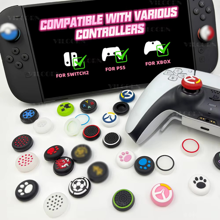 VILCORN Universelle Daumengriffkappen für große Analogsticks, rutschfeste Joystick-Abdeckungen in Multicolour, passend für PS5, Xbox und Nintendo Switch Pro Controller - Bild 2